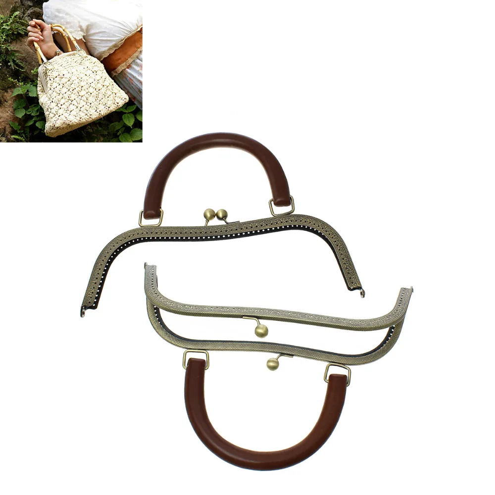 Кошелек с замком PACGOTH из железного сплава античной бронзовой деревянной ручкой 26