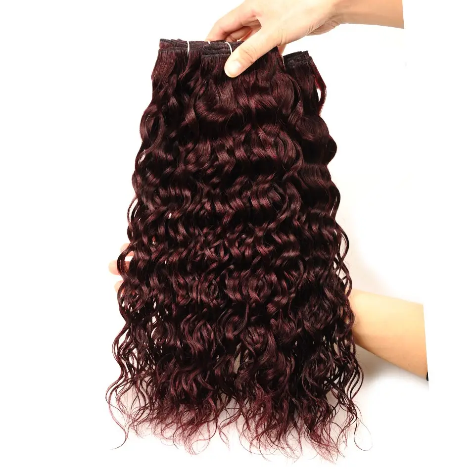 Pinshair воды волна 3 комплект предложения 100 реальные человеческие волосы Weave s красный бордовый перуанские пучки волос не волосы remy Расширения