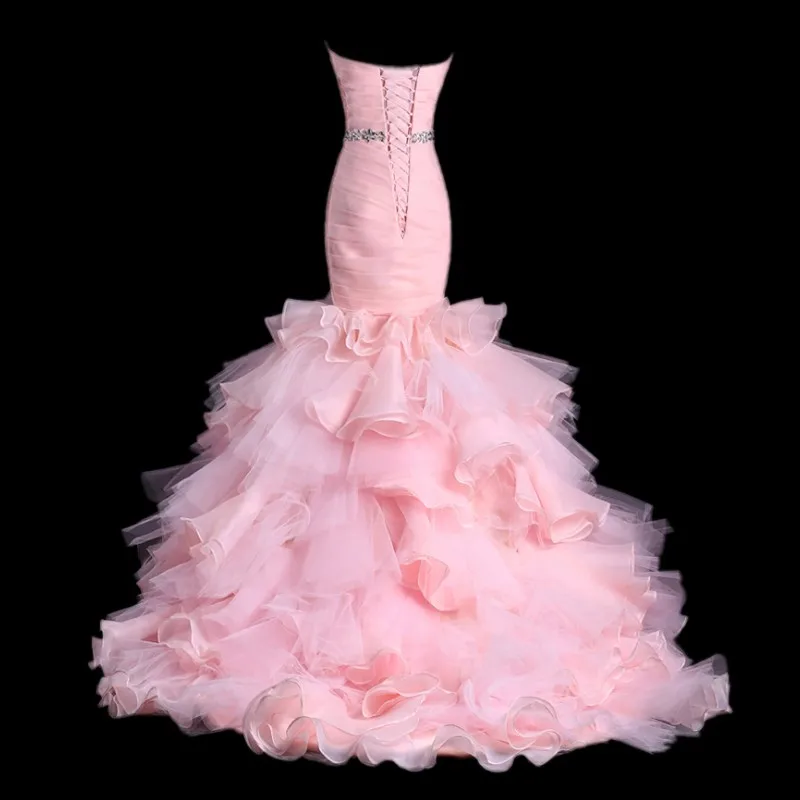 Свадебное платье из органзы светло розового белого и красного цвета свадебное со