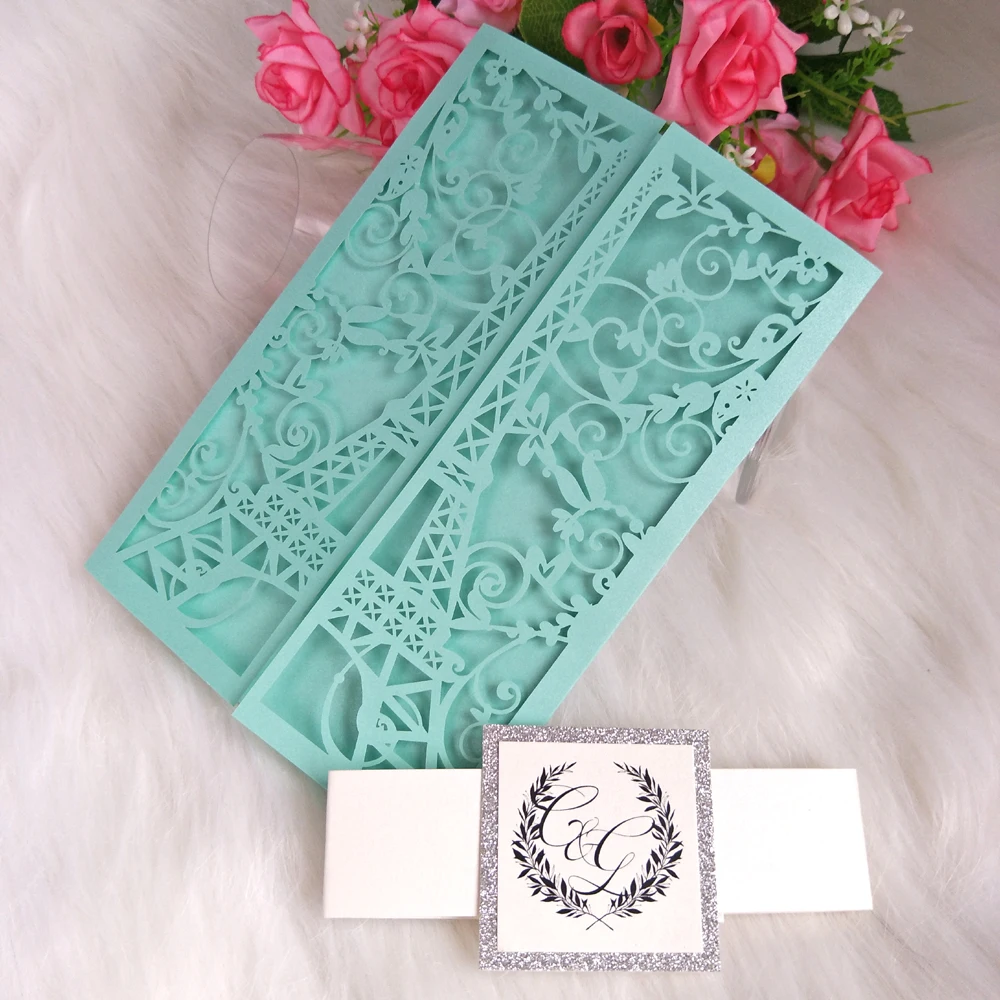 Свадебное приглашение с лазерной гравировкой и ярлыком 50 шт|Открытки