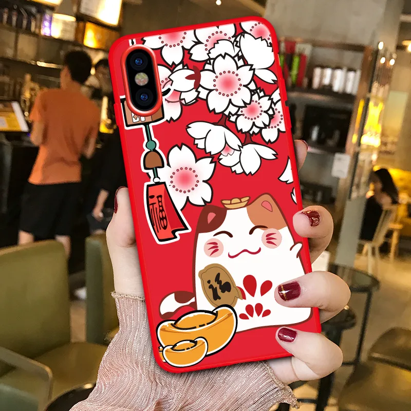 Японский милый счастливый кот kawaii чехол для телефона для coque iPhone 7 8 6 6S Plus X XS 11 Pro Max XR силиконовый чехол милый черный Кот Чехол s
