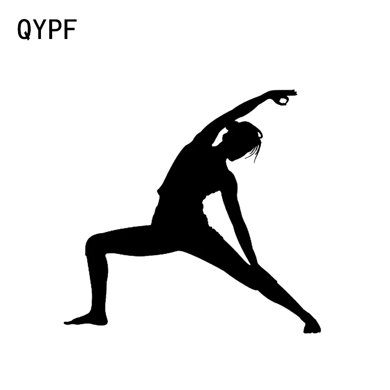 

QYPF 14.6*13.9CM Aerobic Exercise Yoga Fitness Decor Vinyl Car Sticker Silhouette High Quality Accessories C16-1862