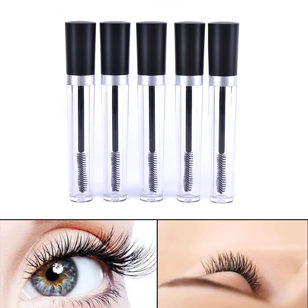 

2017 Hot Selling 8ml plastic clear Empty Mascara Tube Vial/Bottle/Container with Black Cap for eyelash growth medium mascara
