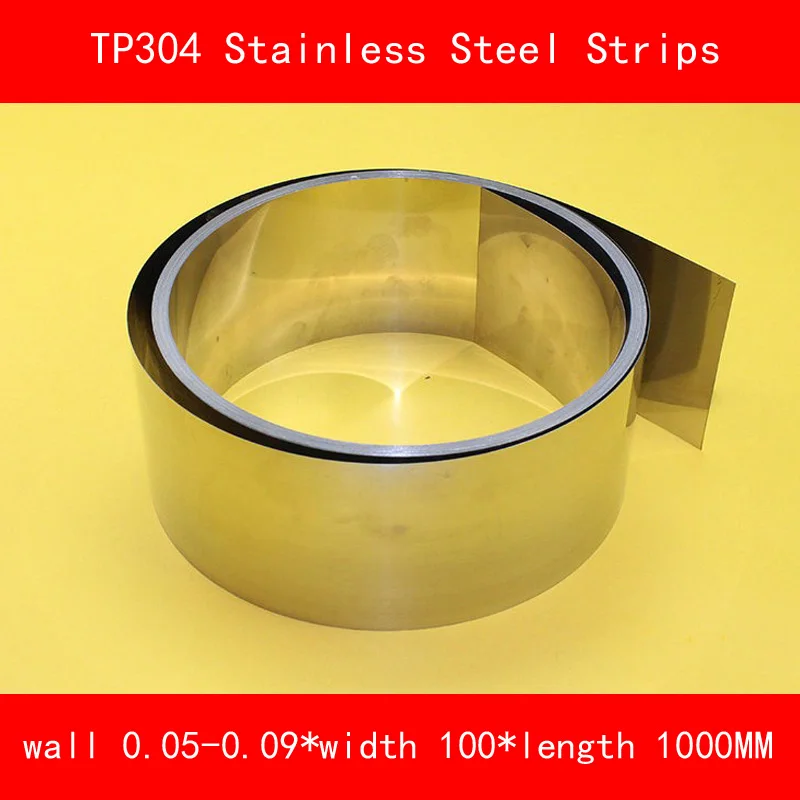 Купи TP304 Stainless Steel Strips 0.05-0.09 * 100 * 1000mm Coil Molds Distance Washer Precision Parts Coiled Silicon Steel Sheet за 614 рублей в магазине AliExpress