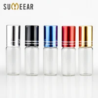 wholesale 5ml essential oil bottle glass roll on perfume bottle for essential oils empty cosmetic case with steel beads rollor