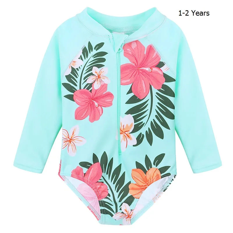 Cyan 1-2 Years BAOHULU, милый купальный костюм для маленьких девочек UV50+, купальный костюм для маленьких девочек купальный костюм с рисунком лебедя, Цельный Детский комбинезон, розовый и черный цвета - Цвет: Cyan 1-2 Years