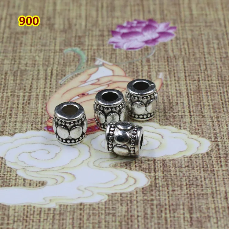 antique silver 30 шт./лот, модные бусины-вставки из сплава 7x7 мм, тибетские серебряные бусины с большим отверстием для изготовления браслетов своими руками - Цвет: antique silver