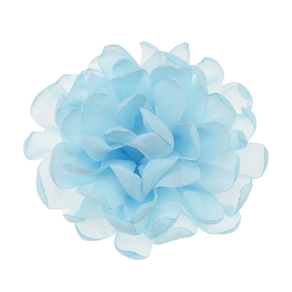 Blue 100 шт жареная Ткань Цветы шифон Вьющиеся цветы волосы головные уборы модный бутик аксессуаров для волос украшение цветок без бантов для волос - Цвет: Blue