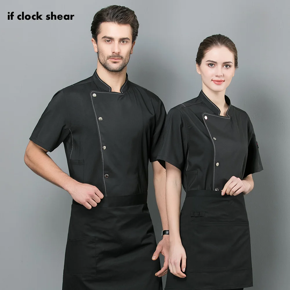 Рубашка Рабочая с коротким рукавом унисекс двубортная куртка шеф повара для