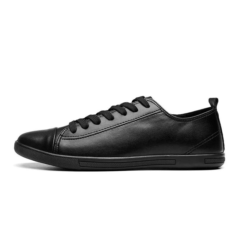 

2019 men casual shoes fashion genuine Leather Male fashion Flat with lace up solid black cow leather breathable white size38-47