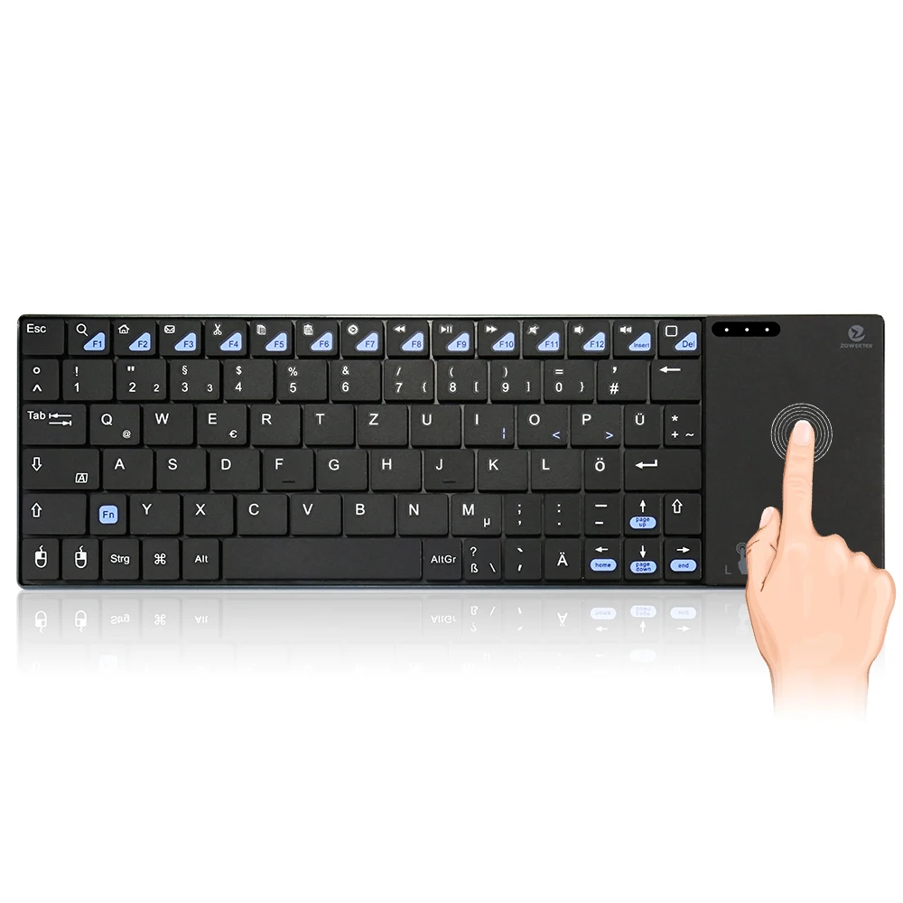 Многофункциональная беспроводная немецкая клавиатура Zoweetek Mini i12plus 2 4G с