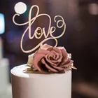 Деревенская любовь Свадебный торт Топпер, романтическая помолвка торт Топпер, дерево акриловое зеркало золото серебро украшение для свадебного торта
