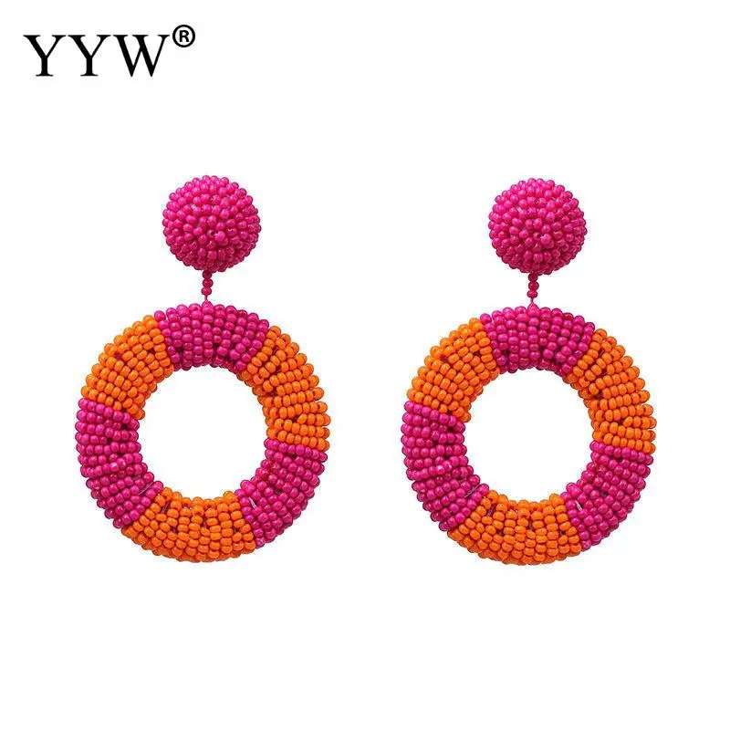 Цветная Этническая Серьга Висячие Бусы новые богемные Стильные цветные бусины