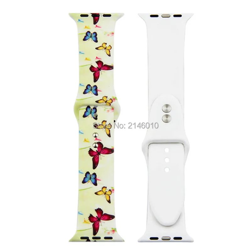 Сменный спортивный ремешок для Apple Watch Band 5, 4, 44 мм, 40 мм, силиконовый браслет с цветочным принтом для iWatch Series 3, 2, 1, 42 мм, 38 мм