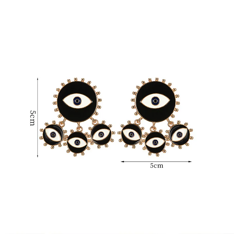 2019 Новая мода Черный цвет сглаза Большая эффектная серьга Панк преувеличенный
