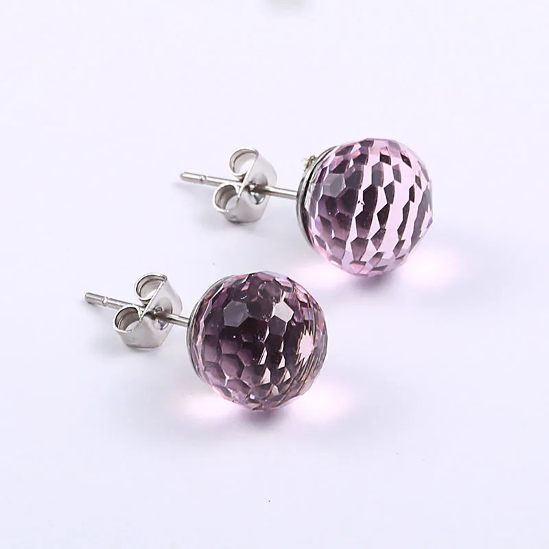 8mm purple 8мм10мм серьги из нержавеющей стали с кристаллами серьги-шарики в стиле диско женские модные ювелирные изделия оружие свадебные серьги J35 - Окраска металла: 8mm purple
