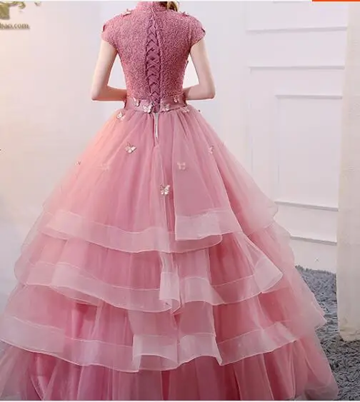 pink ruffled butterfly princess medieval dress Renaissance Gown queen costume Victoria/Marie Antoinette/Colonial Belle Ball |