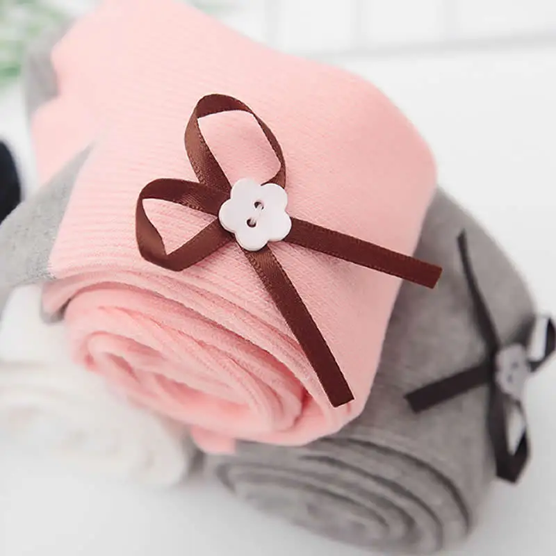 Леггинсы для девочек весенние хлопковые детские колготки леггинсы с бантом