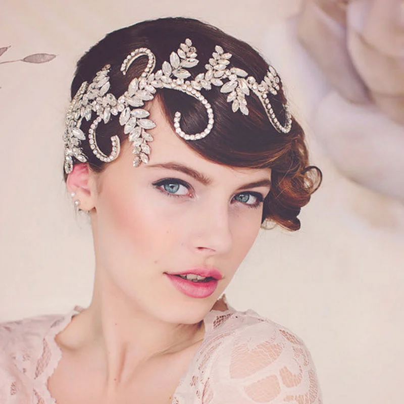 Vintage Handmade clear crystal crown bridal hair accessories Bridal headpiece women headband tiara wedding jewelry | Украшения и