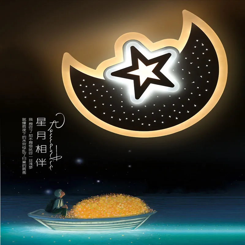 Modern Personalized Moon Star Chandelier Children Bedroom Lustres hanging ceiling lamp home decorative Fixture Lighting | Освещение