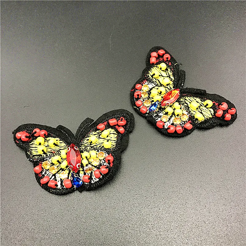 

5pc Crystal Beaded Butterfly Patch 3d Applique Patches For Clothing Bags Parches Bordados Ropa Sewing Accessories DIY AC0875