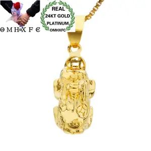 OMHXFC Оптовая Европейская мода для женщин, мужчин, унисекс, подарок на день рождения, свадьбу PIXIU, подвеска из настоящего золота 24 карата, PN159