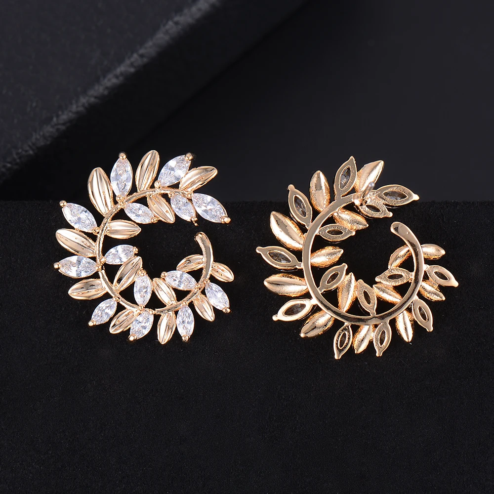 SISCATHY 2019 New Fashion Jewelry African Dubai Style Cubic Zirconia Earrings For Women Flower Cute Girls Stud 3Colors | Украшения и