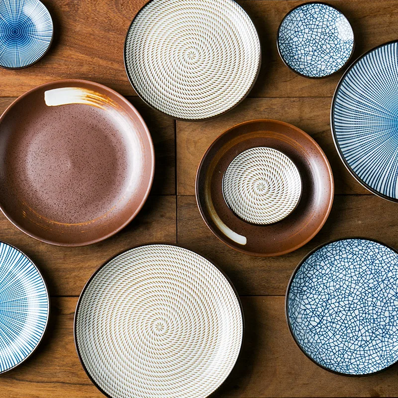 

Japanese HENGFENG Style Ceramic Dinner Plate Wholesale set Large Big Plate for restaurant cantee use