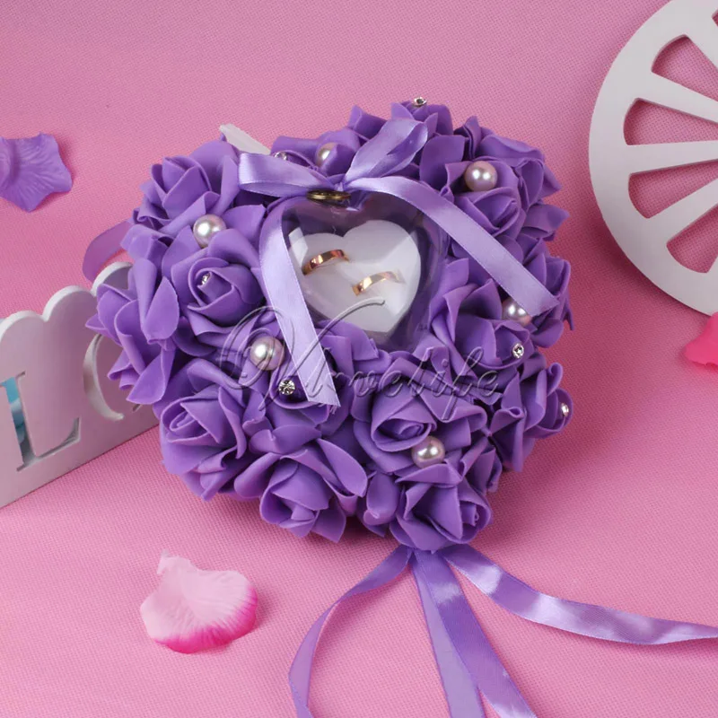 Оптовая продажа свадебное кольцо в форме сердца подушка с пластиковым кольцом