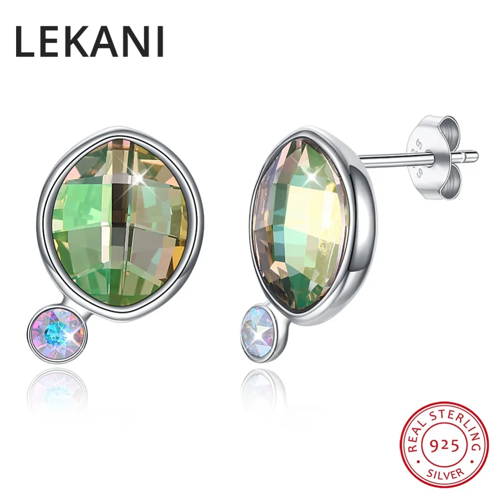 Женские овальные серьги-гвоздики LEKANI серьги из серебра 925 пробы с кристаллами