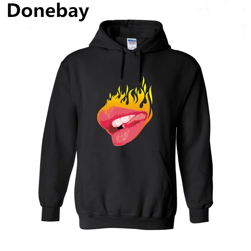 Donebay Сексуальные Горячие Губы Пламя Толстовки Кофты Hombres Fahion Хип-Хоп 2016 Мужчин И