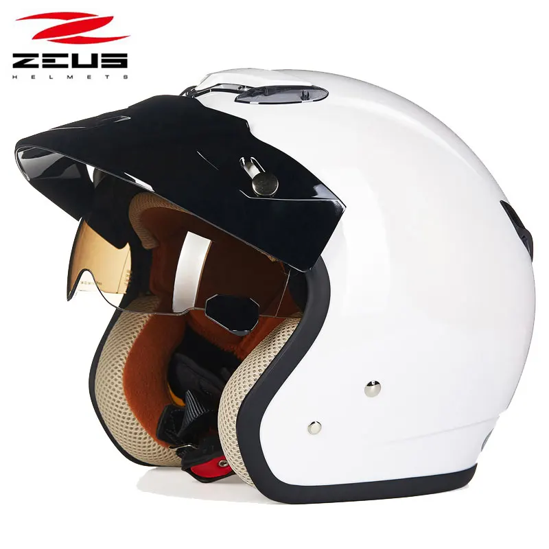 2 ZEUS 381c Ретро полулицевой мотоциклетный шлем скутер capacete открытое винтажное лицо 3/4 шлем электрический локомотив мотоциклетный шлем - Цвет: 2