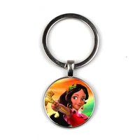elena of avalor keychain art latam princess elena key chain glass round keychain fashion bag car key chain ring holder charms