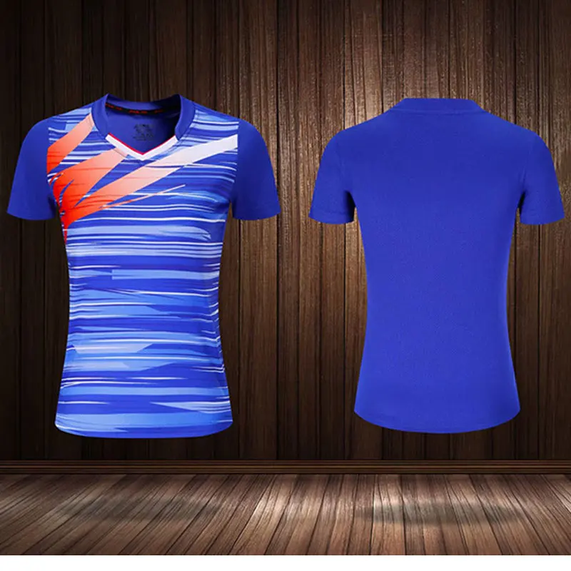 Детский Молодежный трикотажный костюмчик, дышащая рубашка для бадминтона, Униформа, одежда для настольного тенниса, командная игра, футболки с коротким рукавом и шорты - Color: kids blue shirt