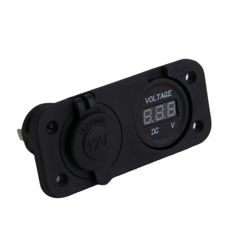 12V светодиодный водонепроницаемый разъем розетка вольт метр Панель Крепление