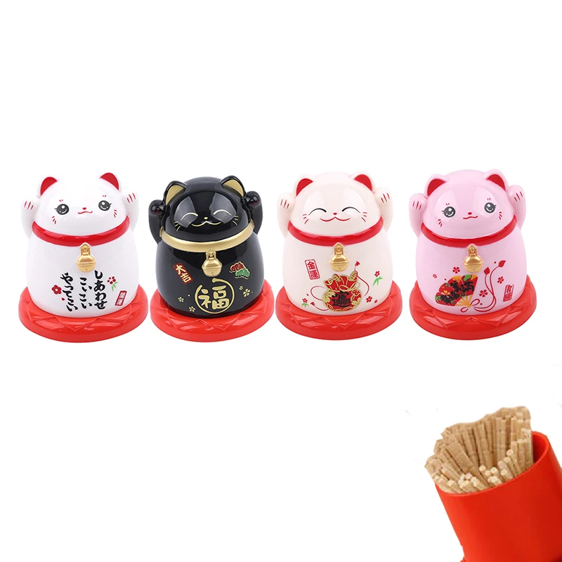 Китай Lucky Cat хранения коробки Диспенсер Для Зубочисток Box держатель гостиная