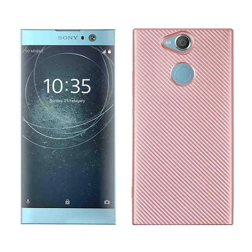 Для sony Xperia XZ1 XZ Премиум чехол противоударный из углеродного волокна Ультратонкий Мягкий ТПУ чехол для телефона XZ1 compact slicone задняя крышка - Цвет: Rose Gold
