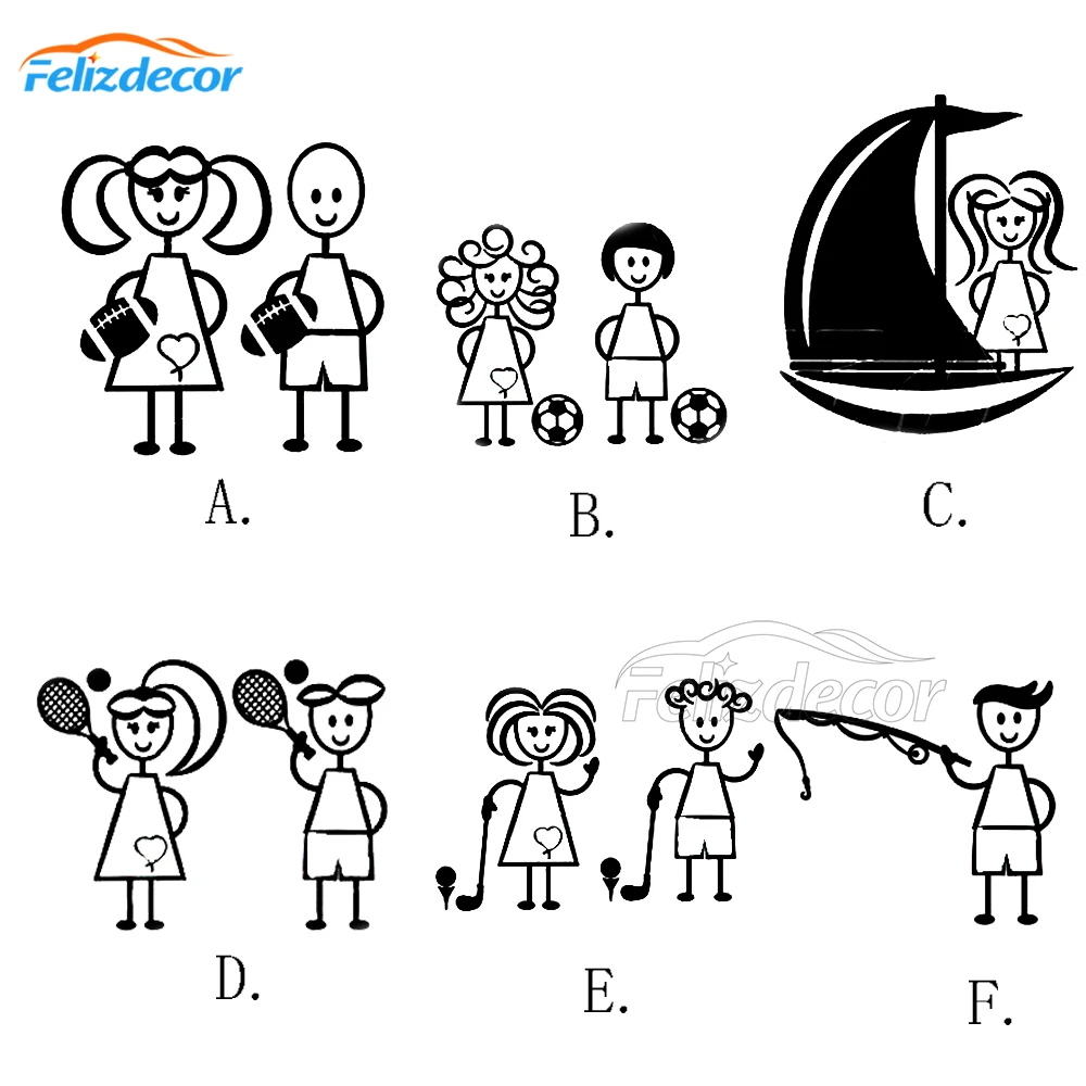 12 см высокие спортивные Stick людей Виниловые автомобильные наклейки милые силуэта