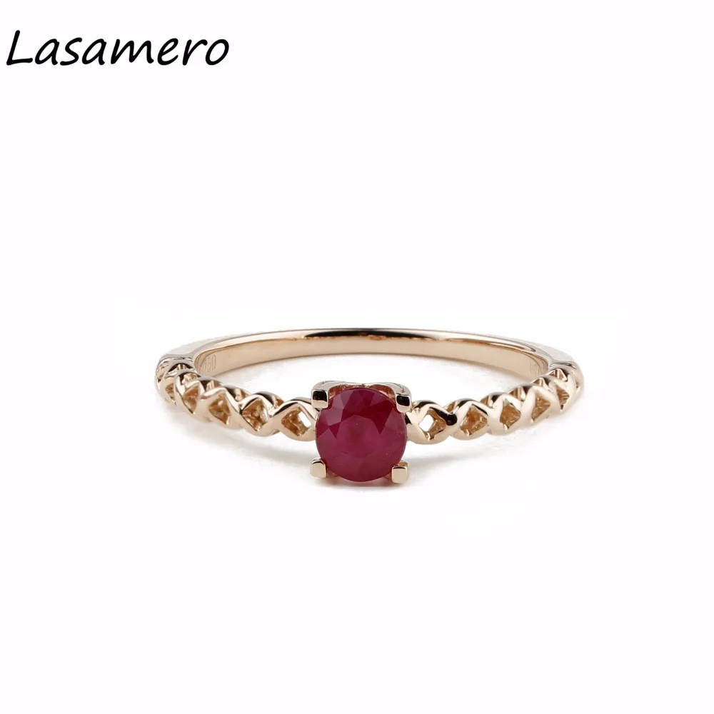 LASAMERO круглая огранка 0.43CT Природный Рубин акценты винтажный Романтический 18k
