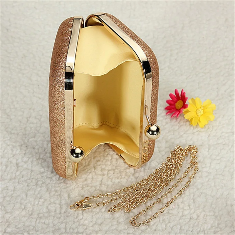 Evening Bag 2016 New Arrival Lady Women Party Wedding Glitter Chain Clutch Case Box Handbag Purses Elegant gold bag | Багаж и сумки