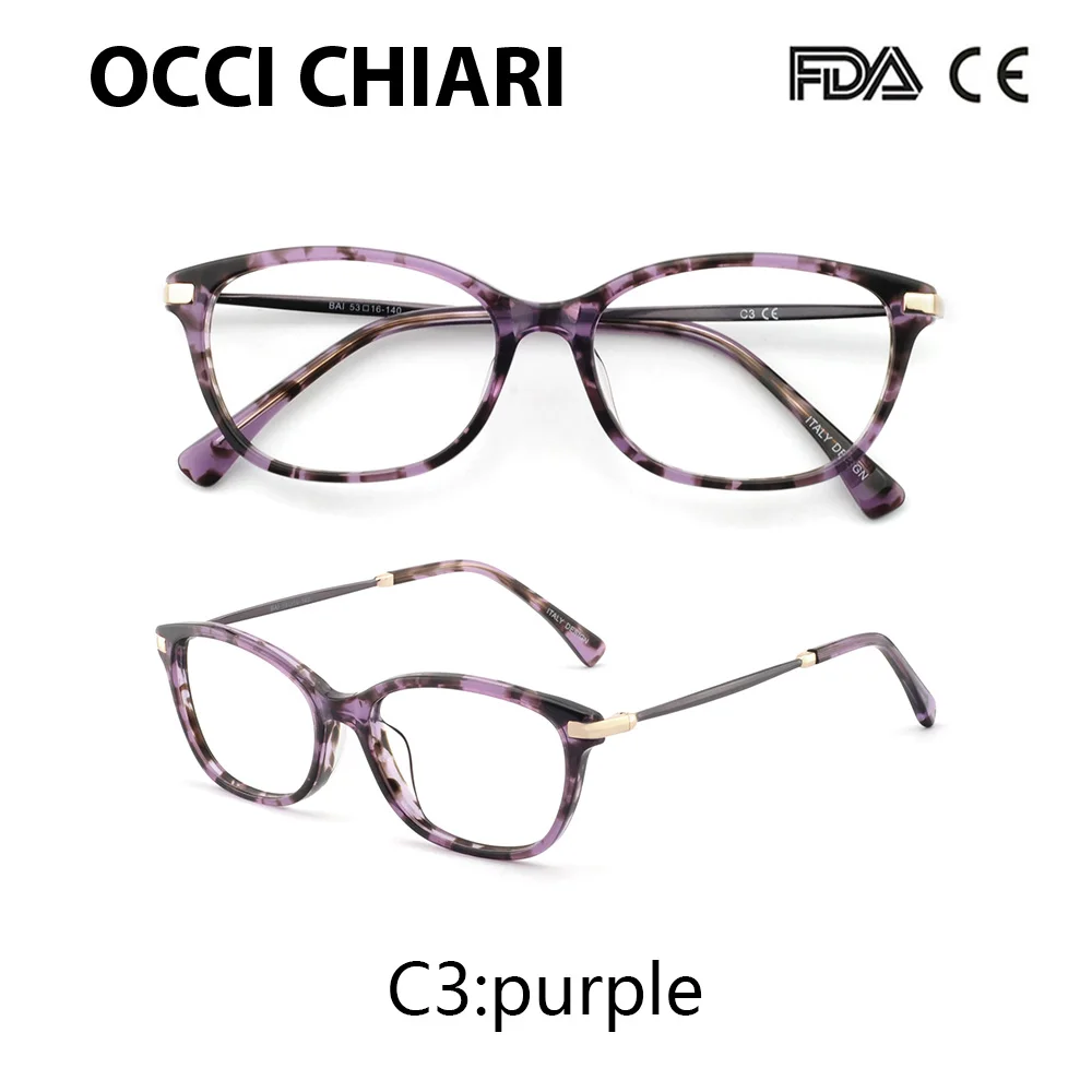 C3 purple OCCI CHIARI очки для близорукости Gafas женские очки оправа ацетат весна шарнир очки по рецепту очки красные W-DIOLI - Frame Color: C3 purple