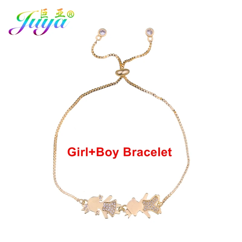 Gold Boy-Girl Juya браслет на заказ золото/серебро/Корона из розового золота мальчик девочка мама браслеты для мамы и дочки Регулируемый слайдер цепи браслеты - Окраска металла: Gold Boy-Girl