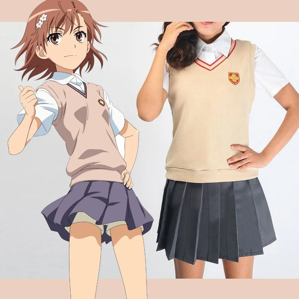 Anime para Aru Majutsu sem Índice Traje de Festa Roupa para Mulher Estoque Misaka Mikoto Uniforme Escolar Halloween Cosplay Nova
