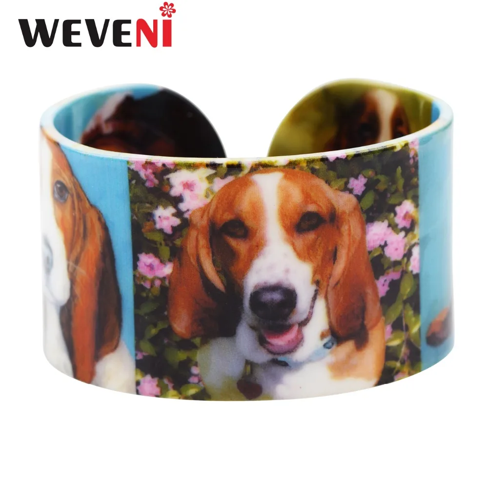 WEVENI акриловые широкие браслеты с надписью Love bассет Hound для женщин новые модные