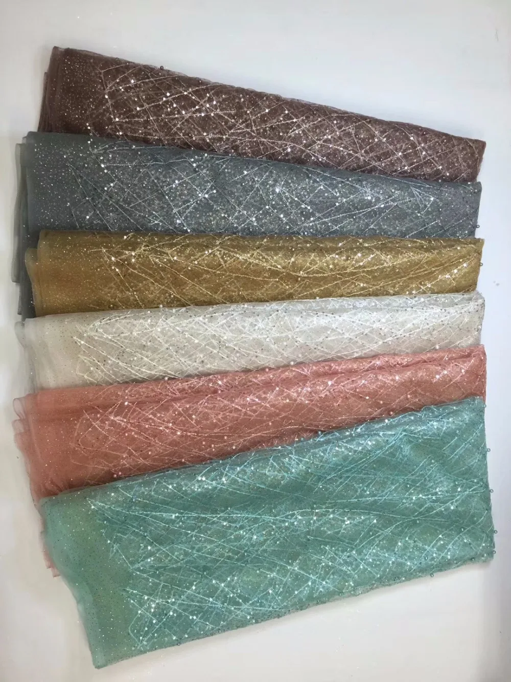 Последняя африканская мода кружевная ткань образец дизайн 6 цветов Марля