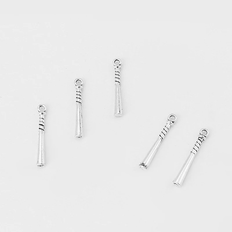 15 шт античные серебряные 3D бейсбольные/Софтбол Летучая мышь Очаровательные