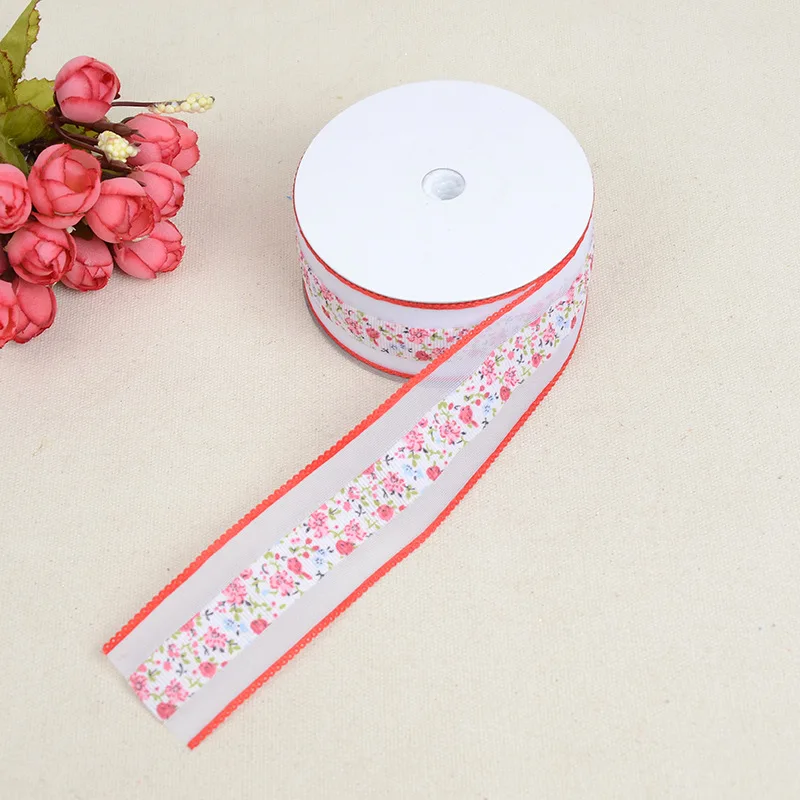 20 ярдов/партия 38 мм кружевные ленты для рукоделия с цветочным принтом Корсажная