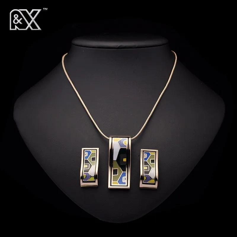 R& X модное ожерелье/серьги F252-f257 Ювелирные наборы для девочек на юбилей прекрасный костюм Sieraden наборы ювелирные изделия с эмалью ожерелье комплект CC