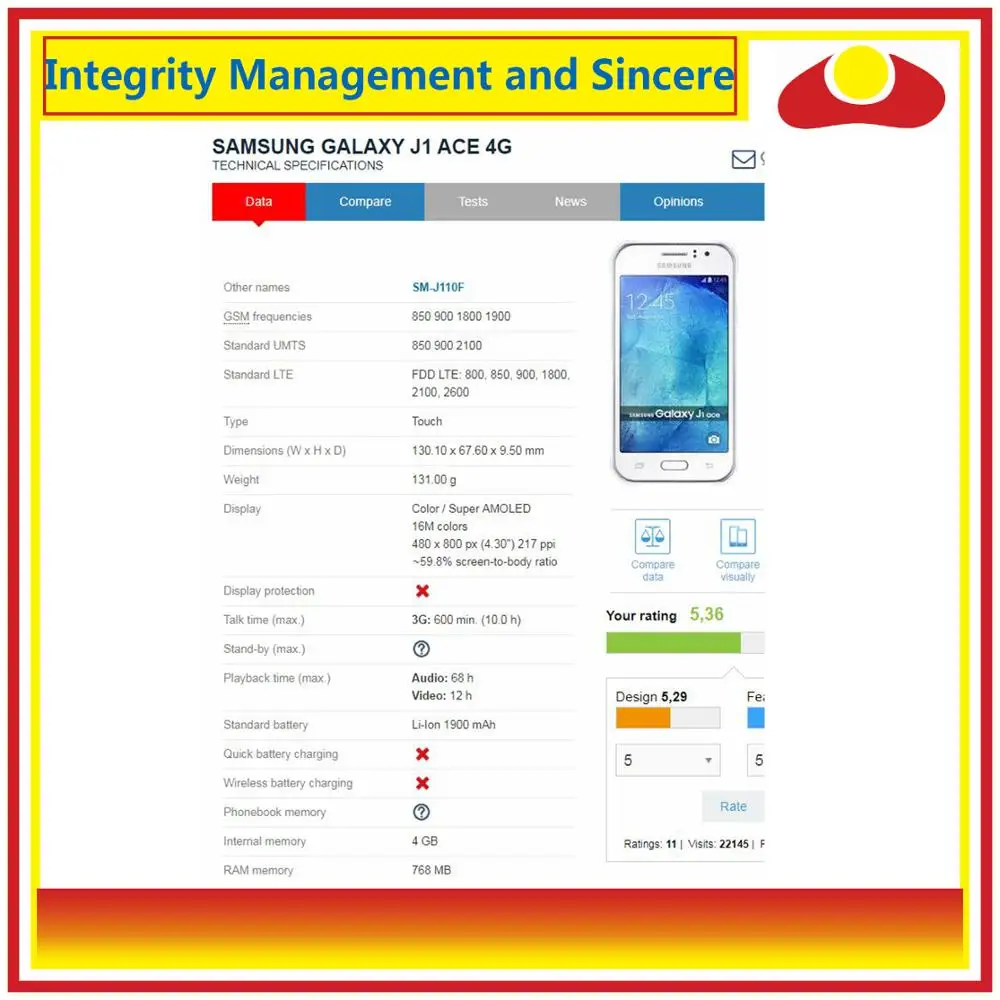 10 шт./лот для Samsung Galaxy J1 Ace J110 J110H J110F J110FM сенсорный экран внешняя стеклянная линза
