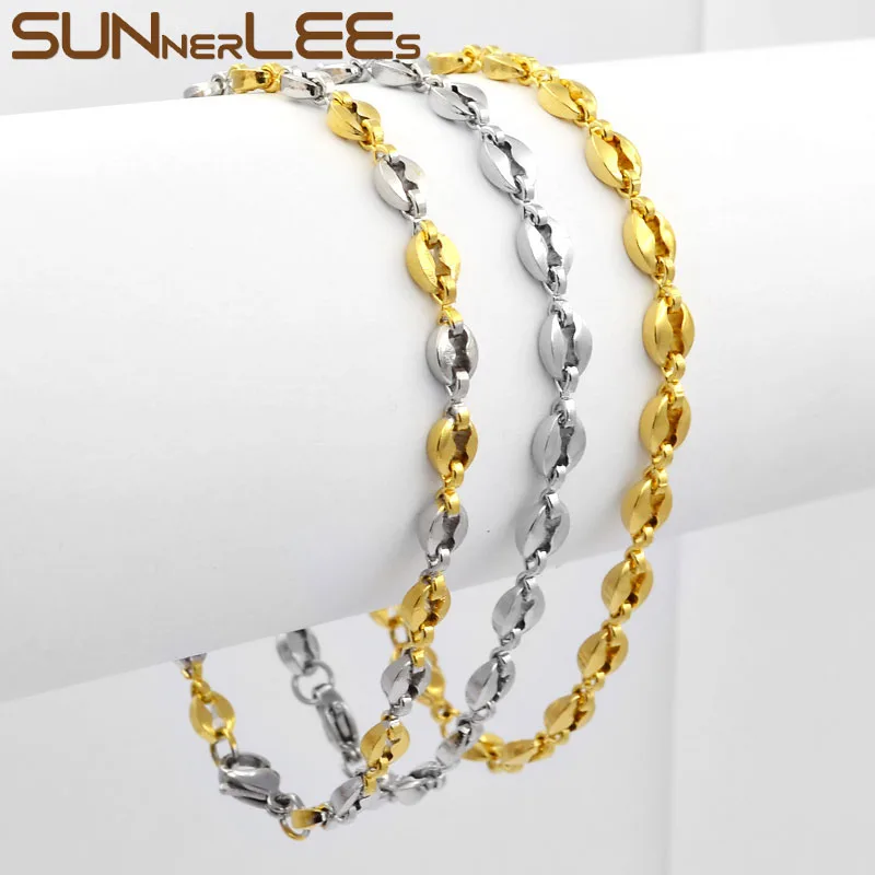 SUNNERLEES модные ювелирные изделия 4 мм Мужские и женские кофейные зерна звенья цепи